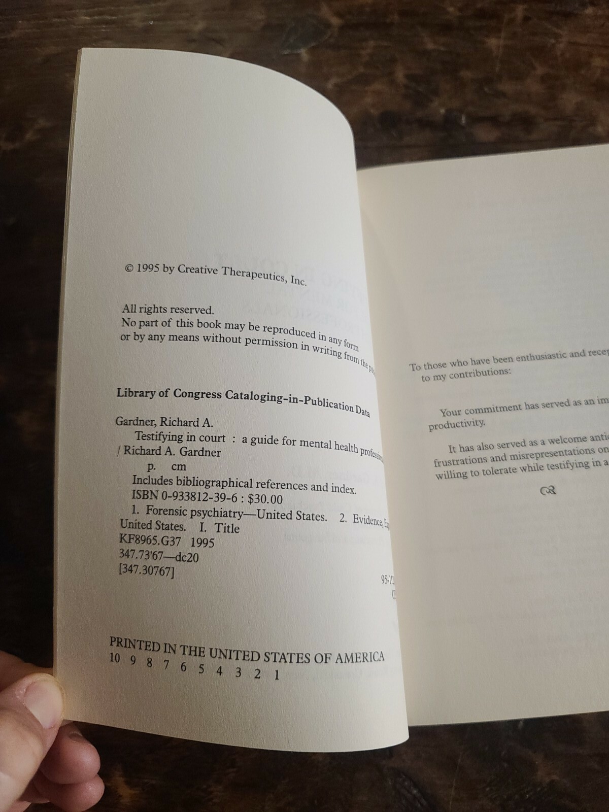 Testifying In Court By Richard A. Gardner, M.D. 1995 1st Ed