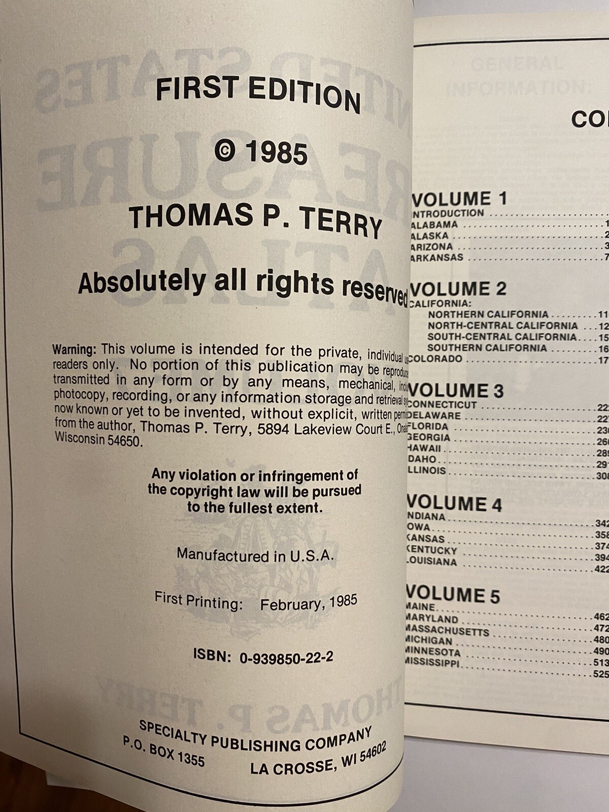 US Treasure Atlas Vol 7 NM, NY, NC, ND, OH by Thomas Terry – NEW