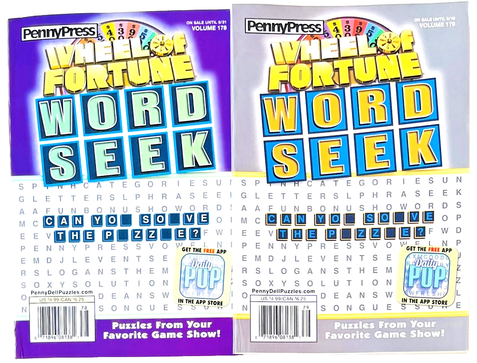 NEW Lot of 2 Penny Press WHEEL of FORTUNE Word Seek Search Find Puzzle Books