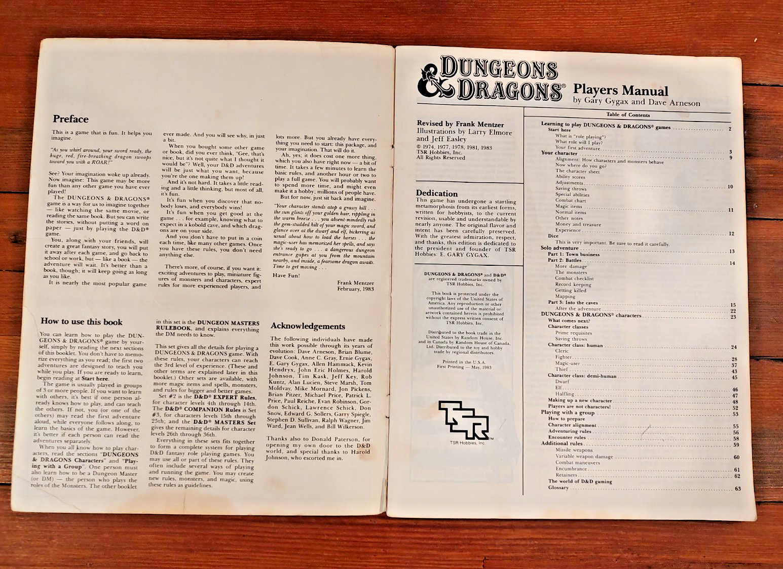 1983 Dungeons & Dragons Players Manual TSR First Printing Red Paperback