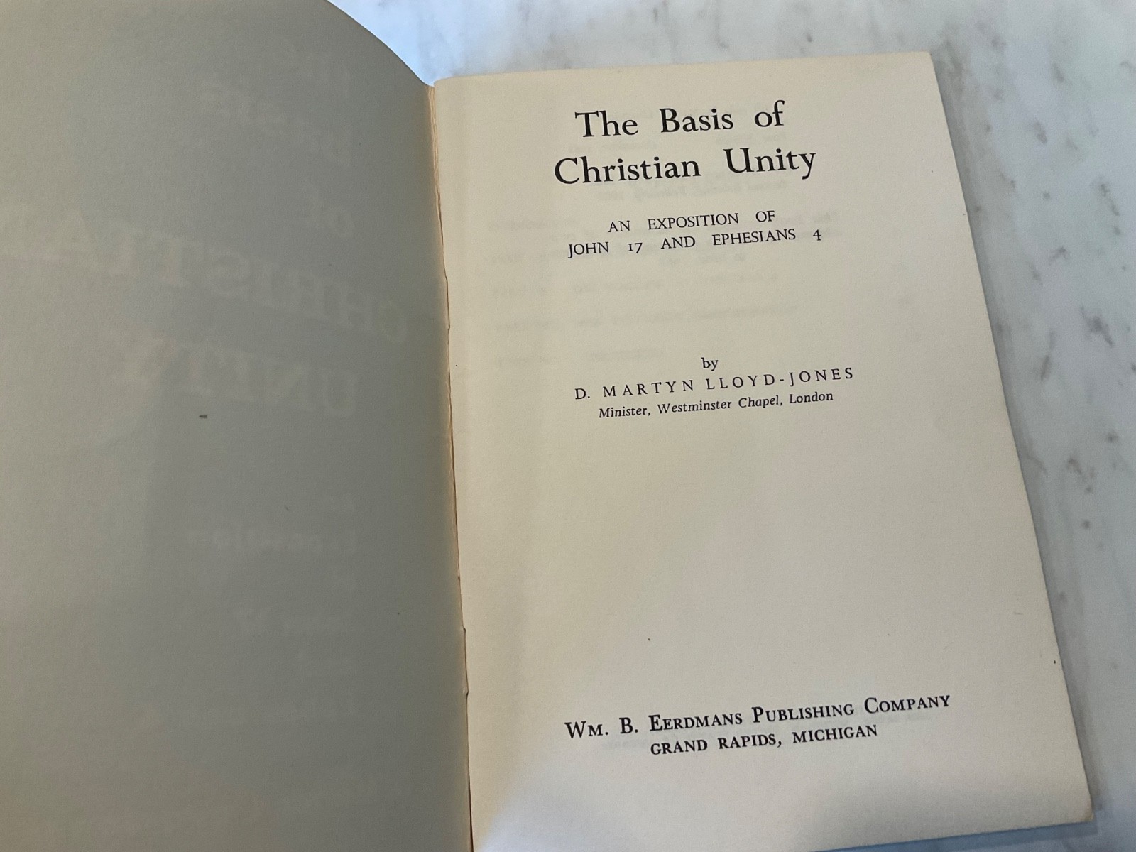The Basis of Christian Unity 1965 Martyn Lloyd Jones Green Booklet