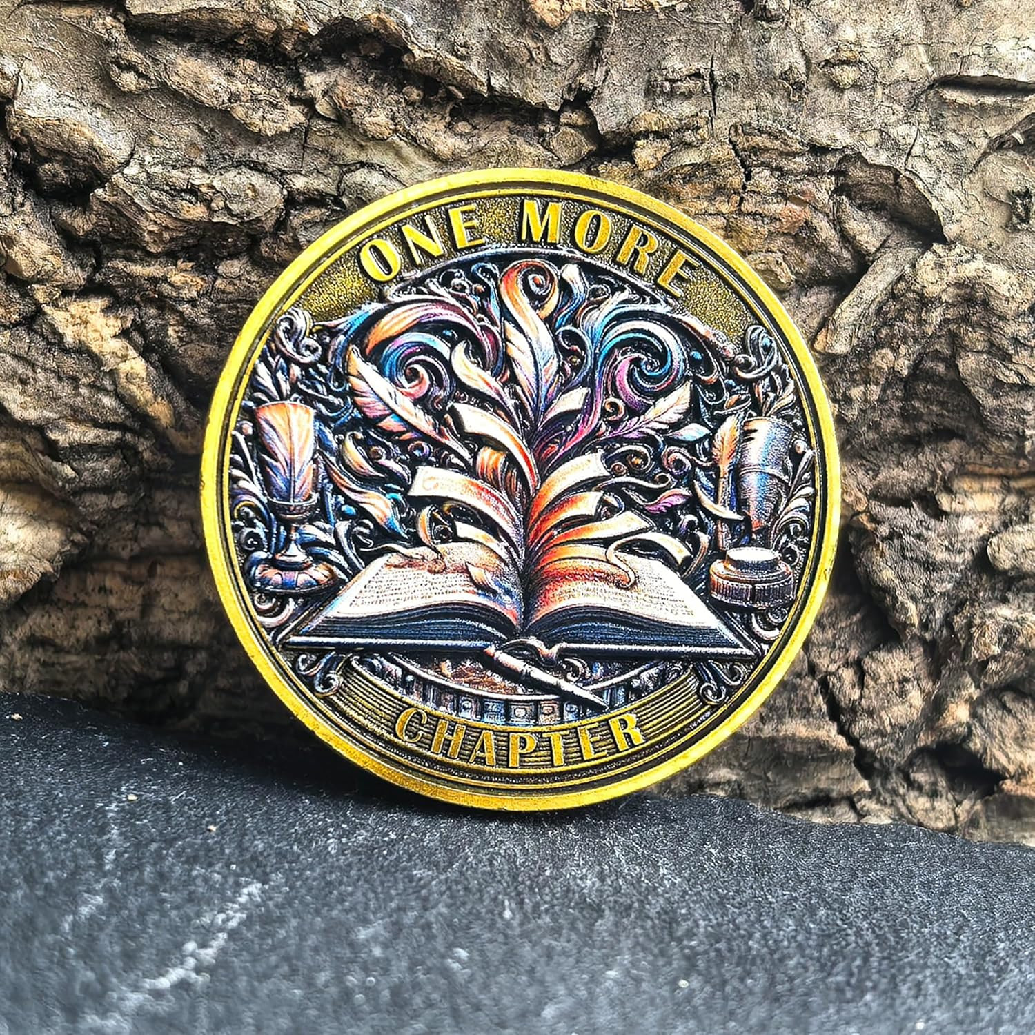 One More Chapter and Go to Bed Decision Maker Coin – Perfect for Book Lovers and