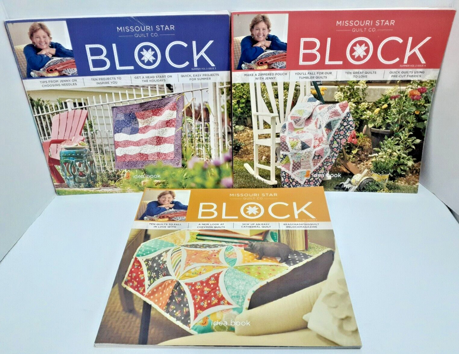 Lot of 3~ 2015 BLOCK Idea Books Missouri Star Quilt Co. Summer Issues 1 &2, Fall