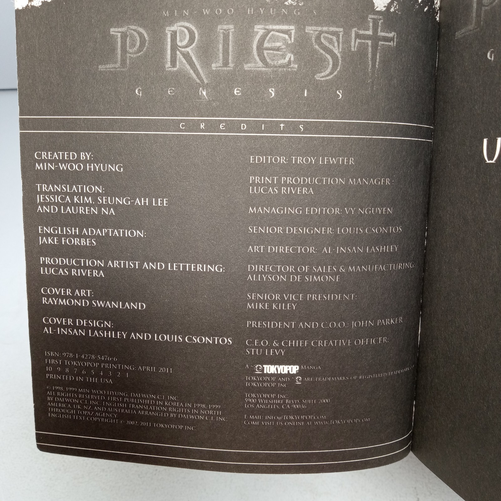 Priest: Genesis, Vols. 1-3 2011 TOKYOPOP Paperback by Min-Woo Hyung