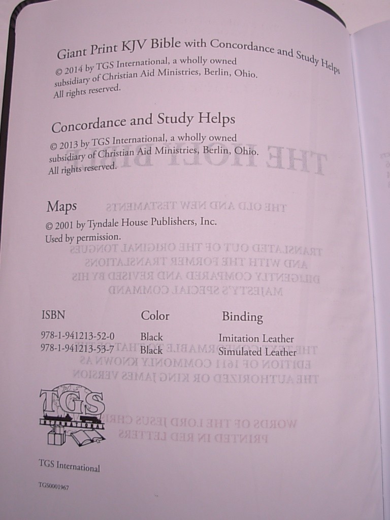 Giant Print Holy Bible KJV Simulated Leather 2014 TGS International Charcoal
