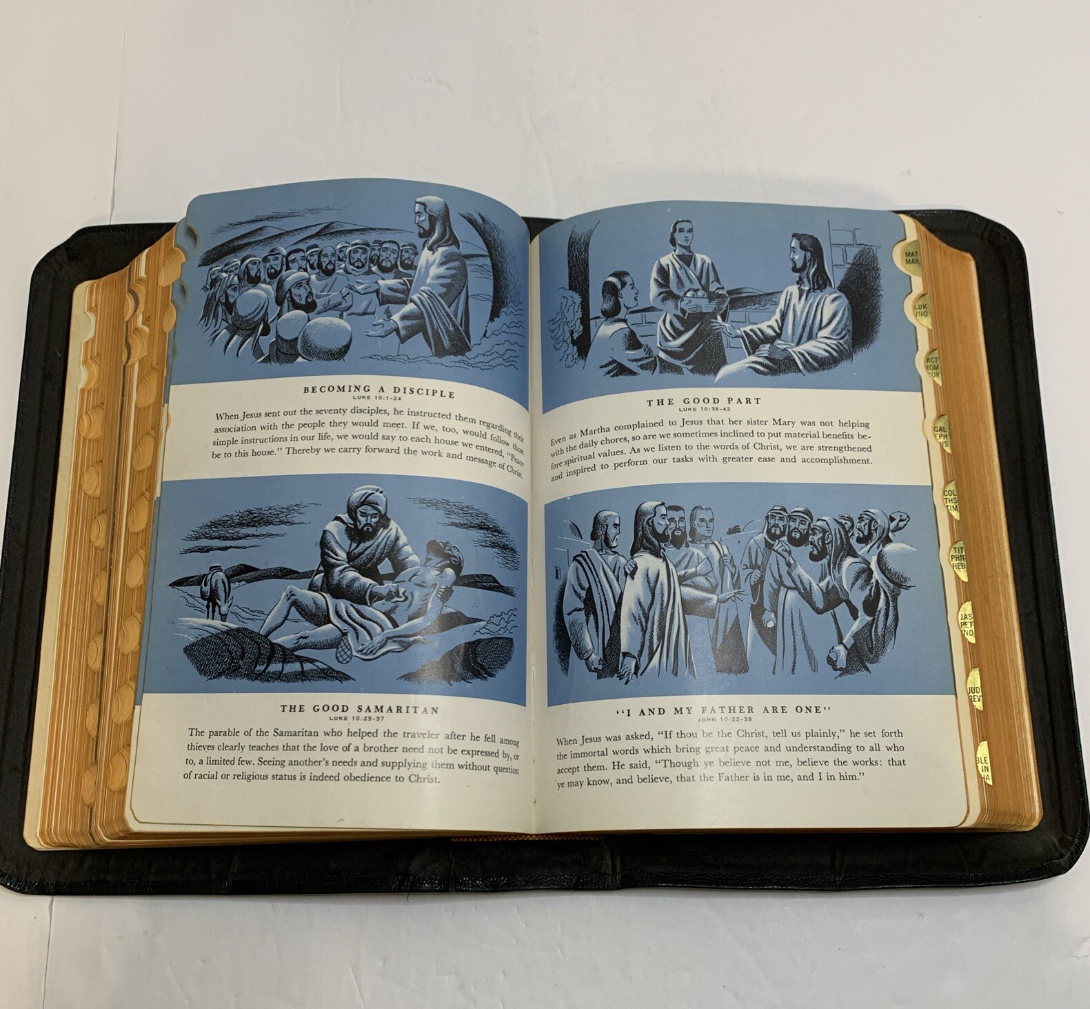 The Holy Bible 1950 Golden Book Edition Thumb Leather Binding KJV USA