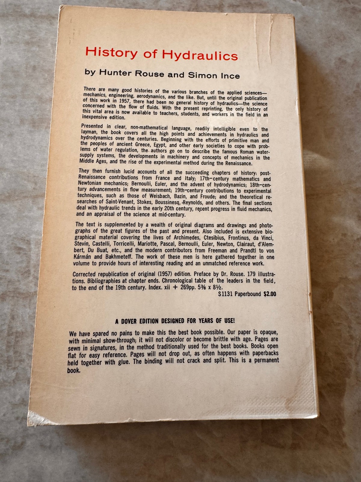 THE HISTORY OF HYDRAULICS BY HUNTER ROUSE AND SIMON INCE