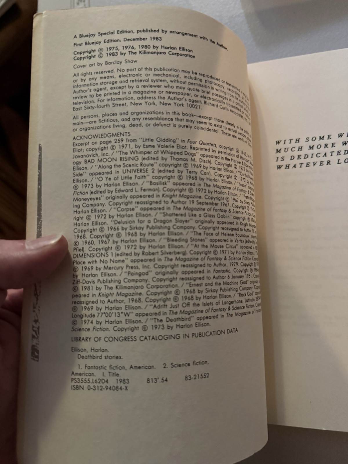 DEATHBIRD STORIES by Harlan Ellison (Bluejay, Tradepaperback 1983)