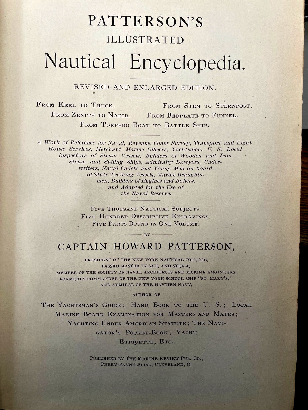 Patterson’s Nautical Encyclopedia by Capt. Howard Patterson, 1901. weapons incl.