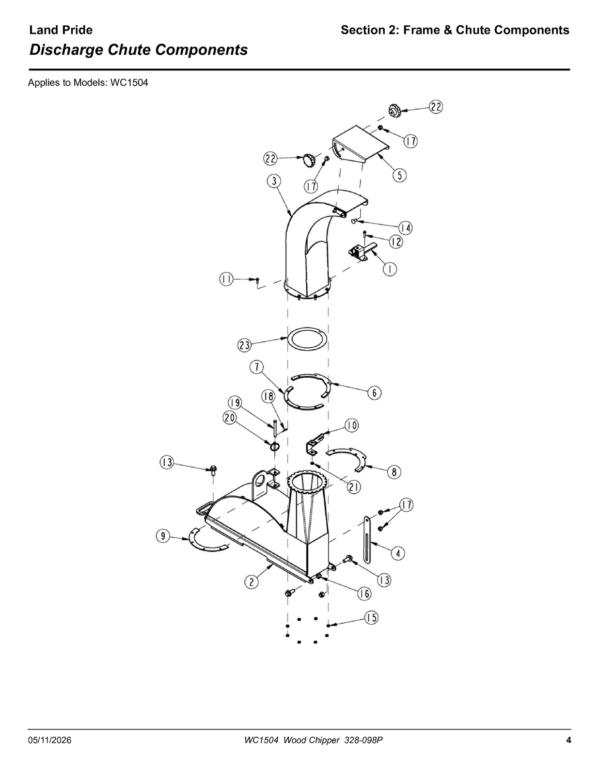 LAND PRIDE WC1504 Wood Chippers Parts Manual 2026 – WIRE BOUND – TOUGH COVERS