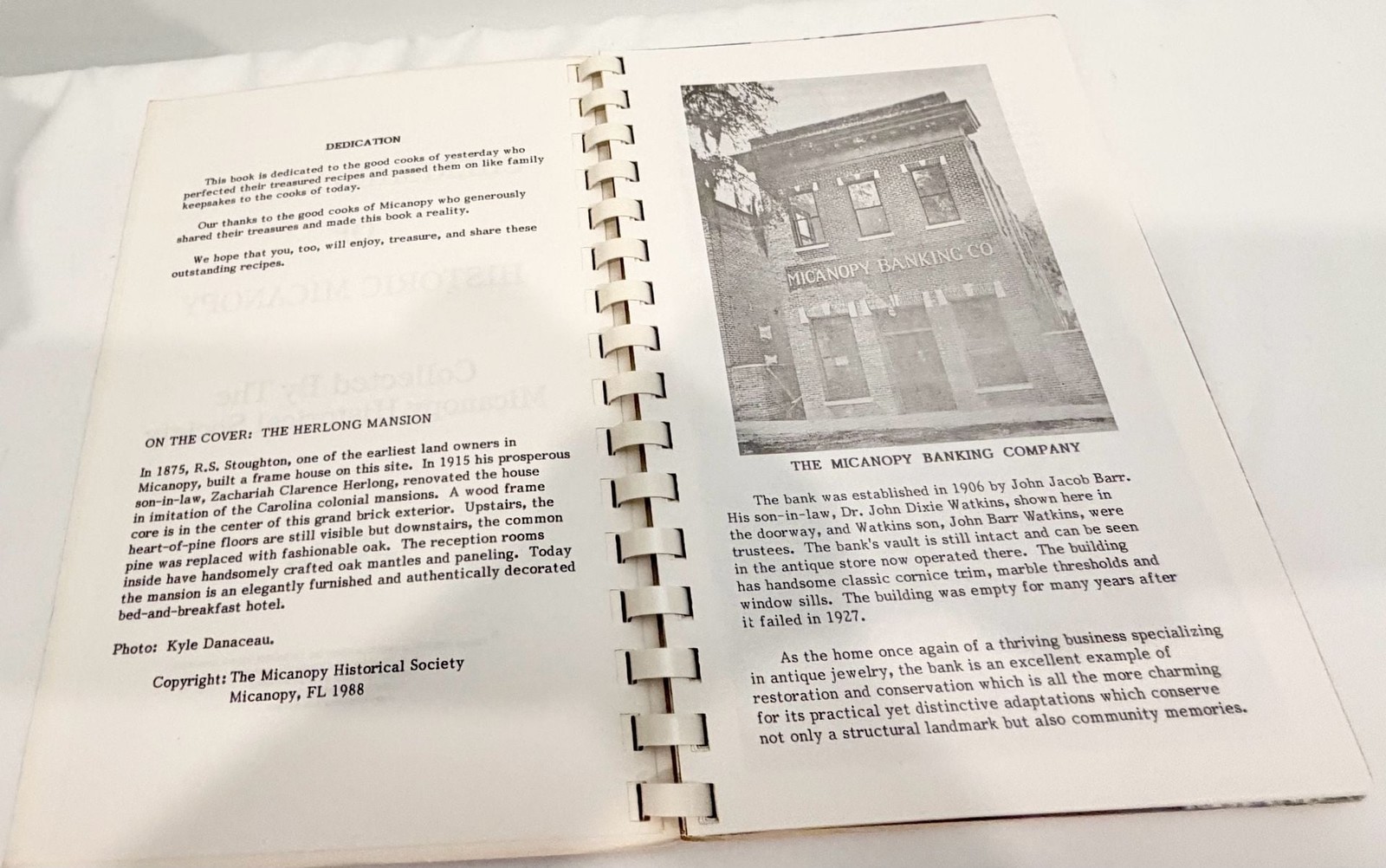 Cherished Recipes of Historic Micanopy Cookbook Micanopy Historical Society 1988