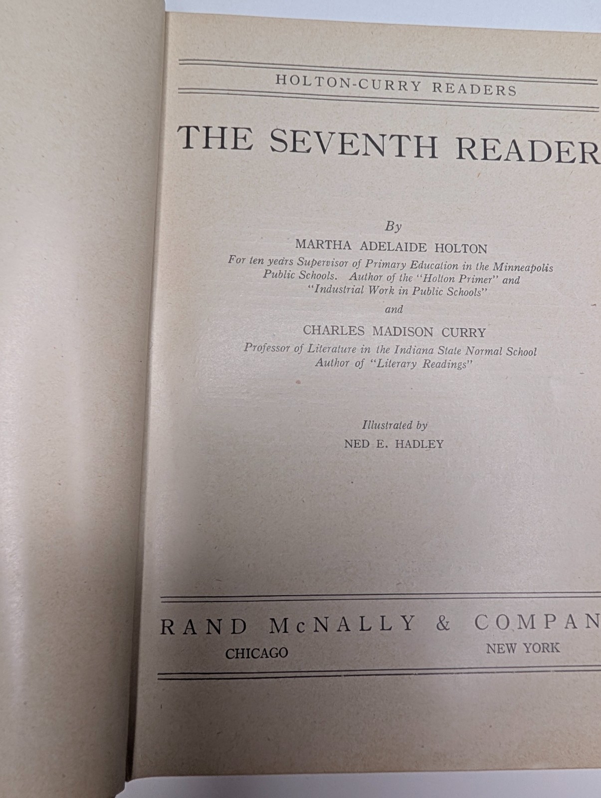 1914 The Seventh Reader Holton-Curry Readers Antique School Rand McNally Vtg