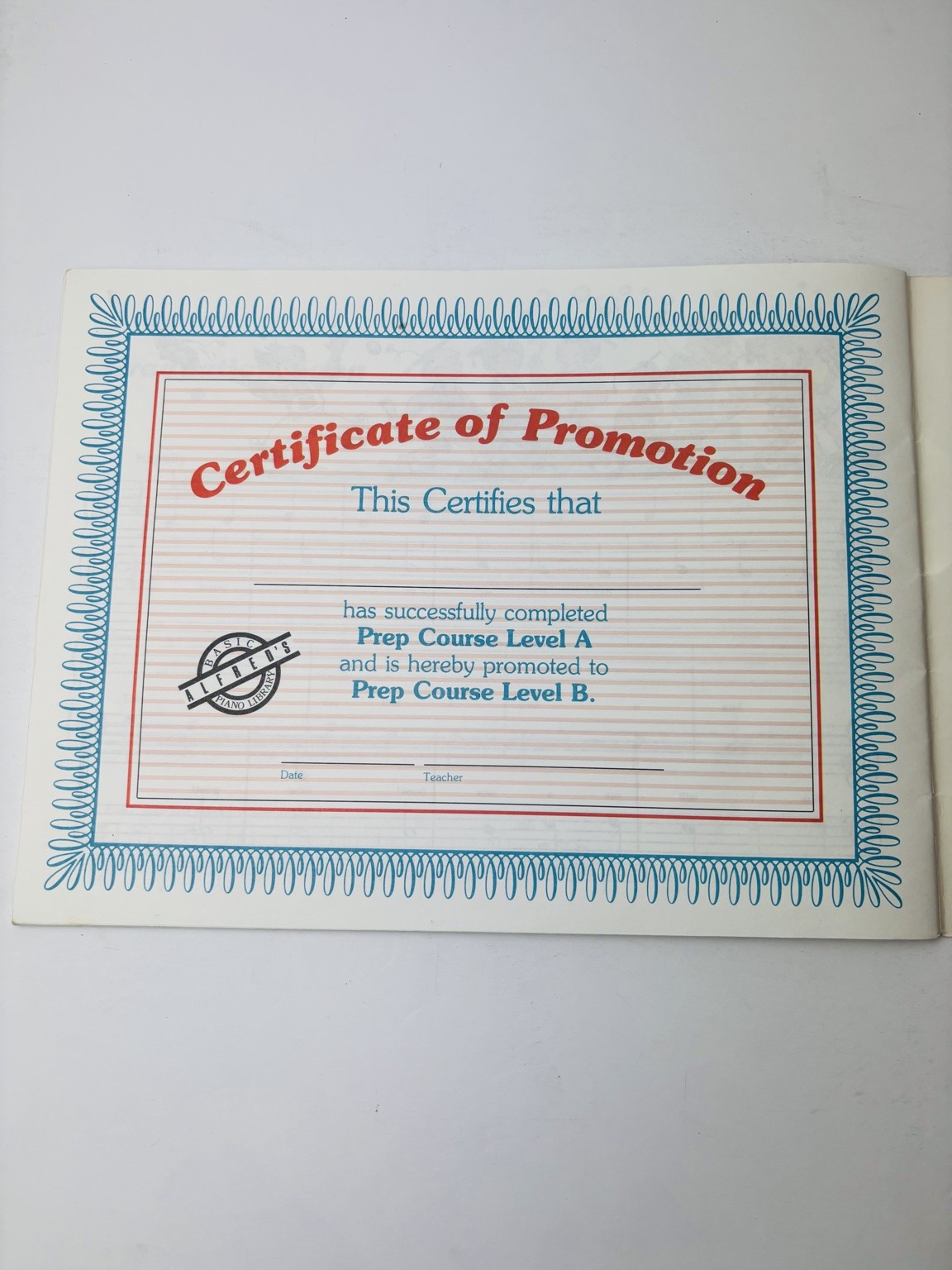 Alfred’s Basic Piano Library Prep Course Level A Palmer Manus Lethco Alfred