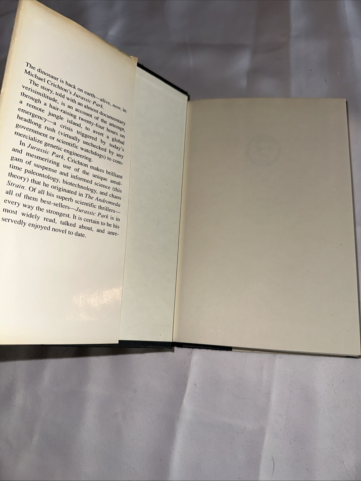Jurassic Park Michael Crichton 1990 HC DJ