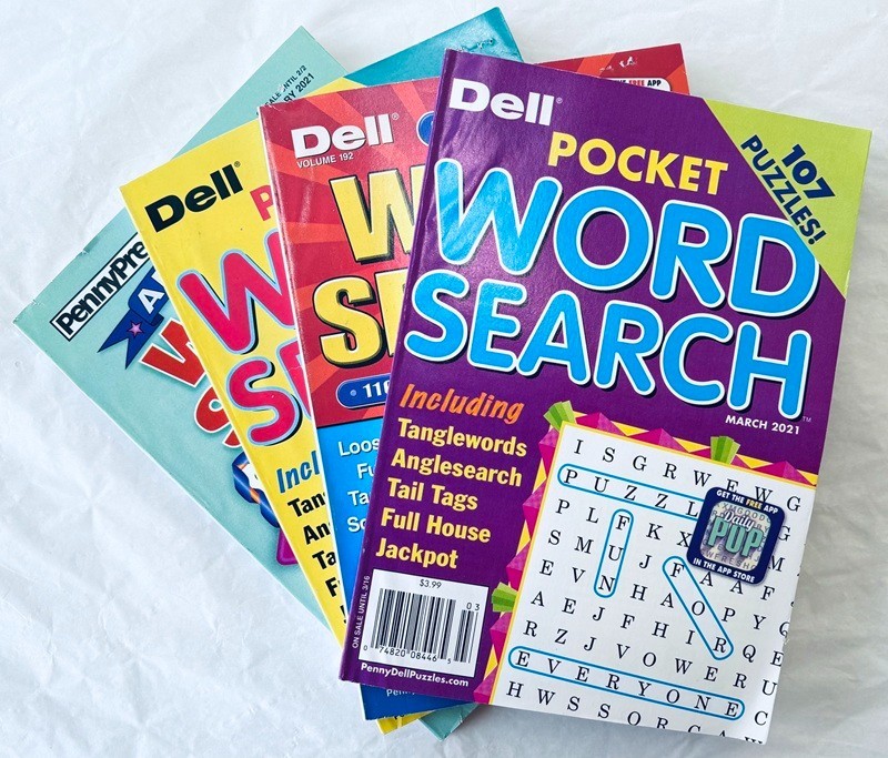Lot of 4 Books – Word Seek/Word Search Puzzle – Penny Press/Dell – Bible, Number