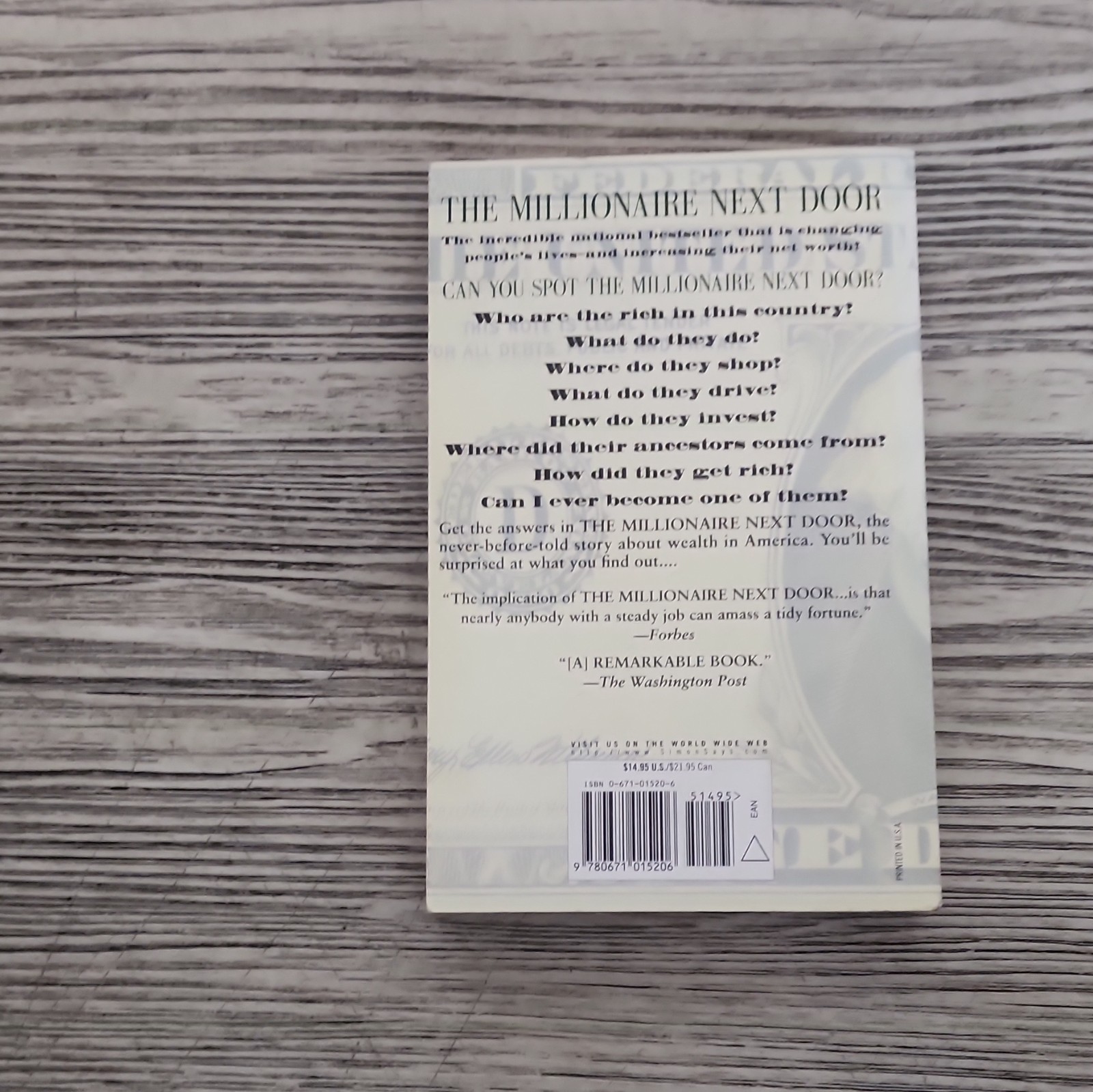 Thomas J. Stanley William D. Danko The Millionaire Next Door Paperback 1996