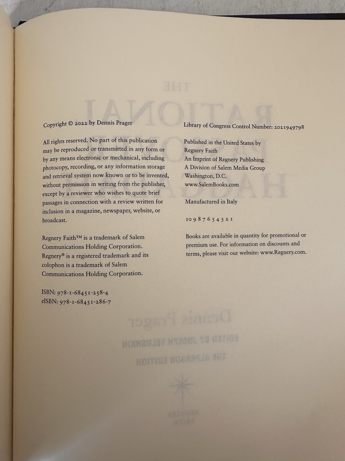The Rational Passover Haggadah – Hardcover By Prager, Dennis – GOOD