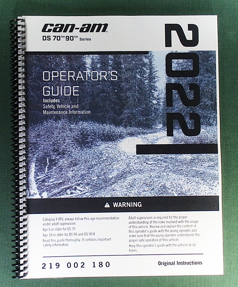 2022 Can-Am DS 90 Owner’s Manual: 164 Pages & Protective Covers!
