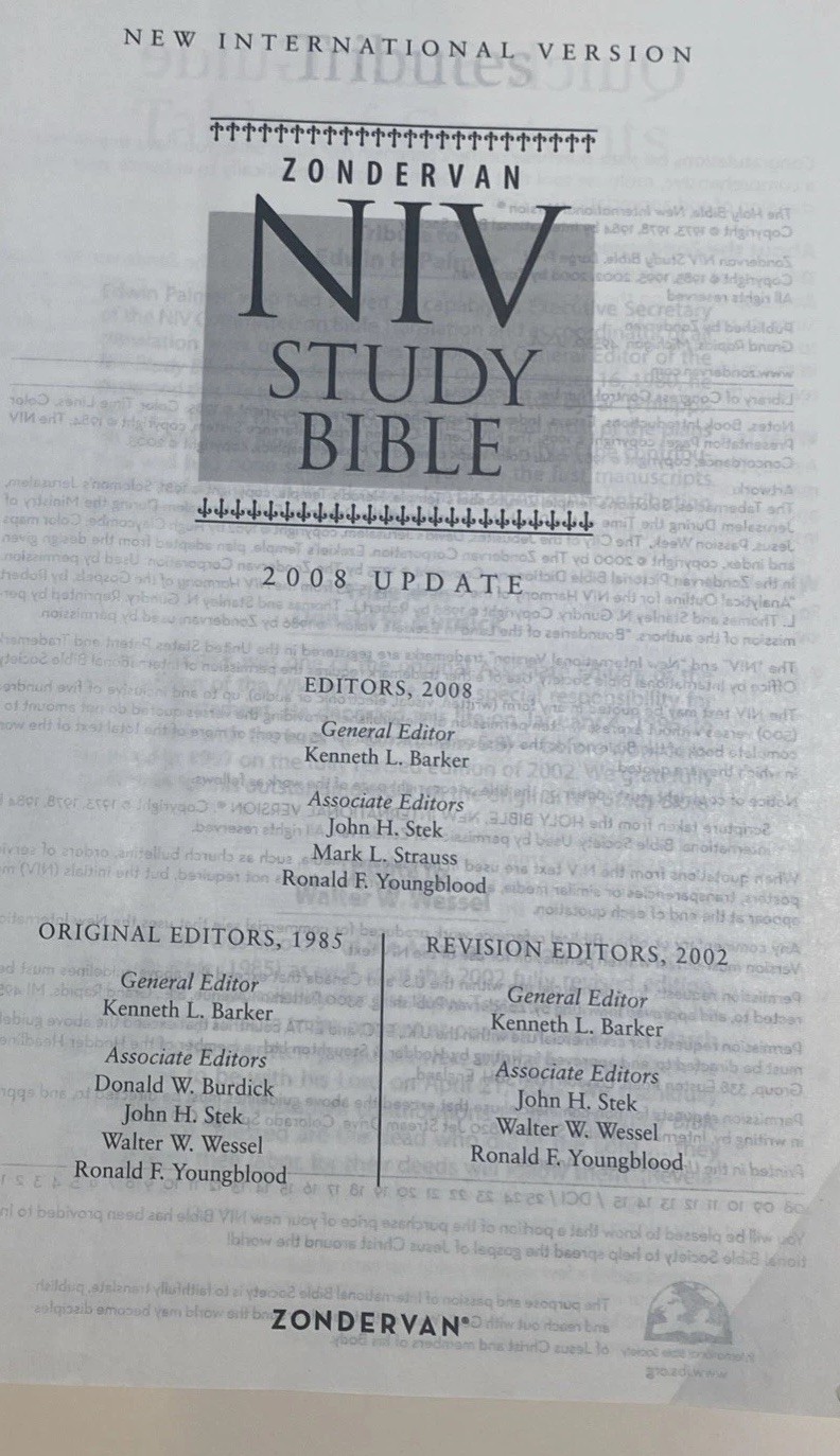 NIV Study Bible 2008 Zondervan Paperback New Testament Red Letter