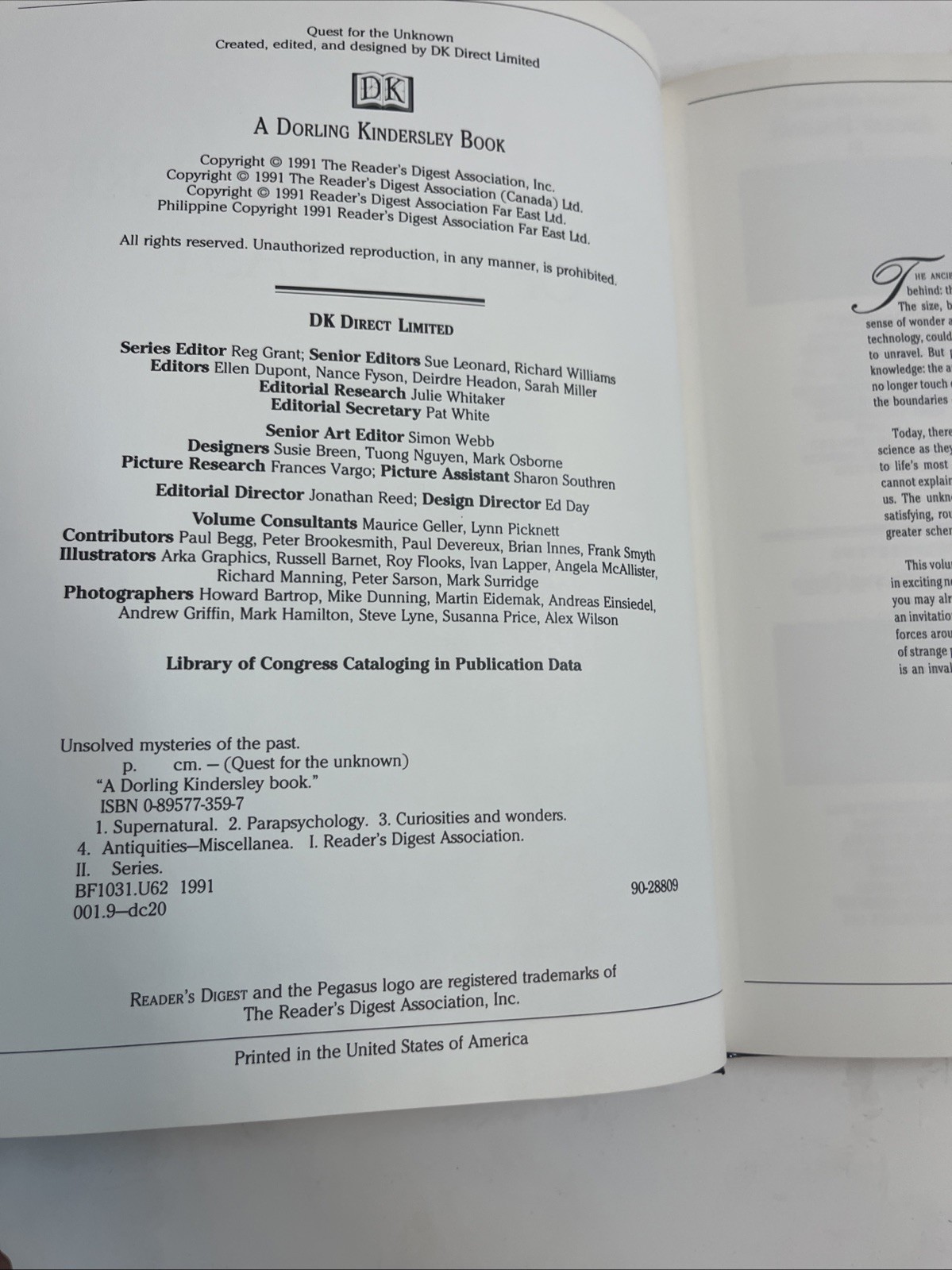 Unsolved Mysteries of the Past Hardcover Reader’s Digest Editors