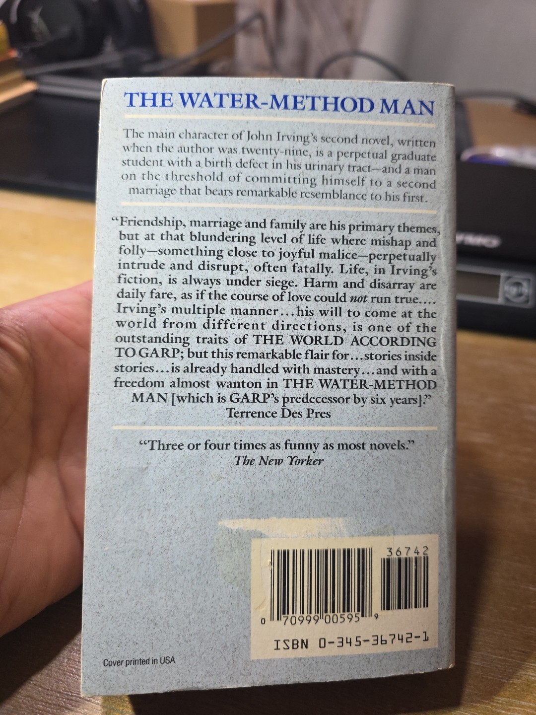 Water-Method Man, John Irving, 1990, Mass Market
