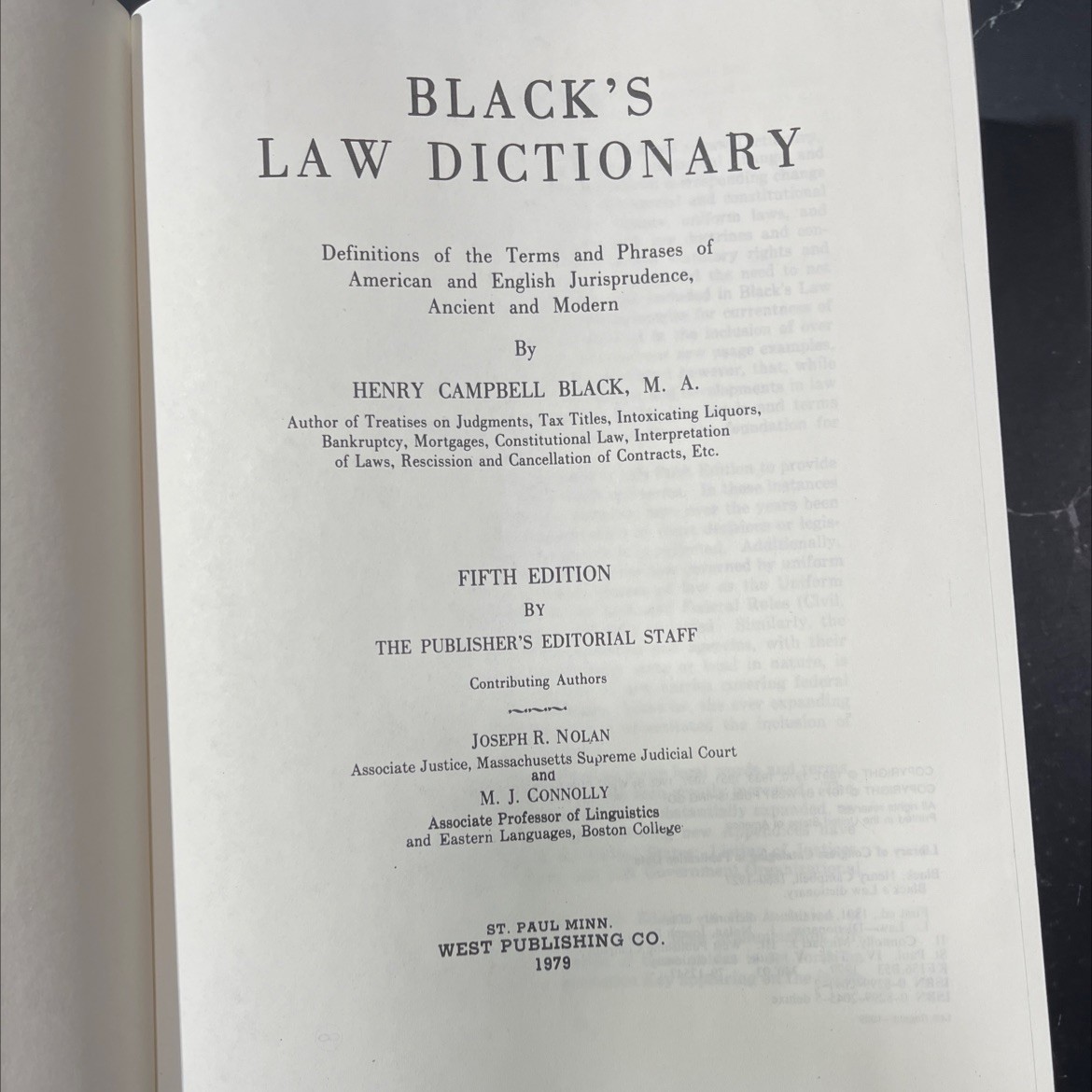 black’s law dictionary book, by henry campbell black, 1979 Hardcover