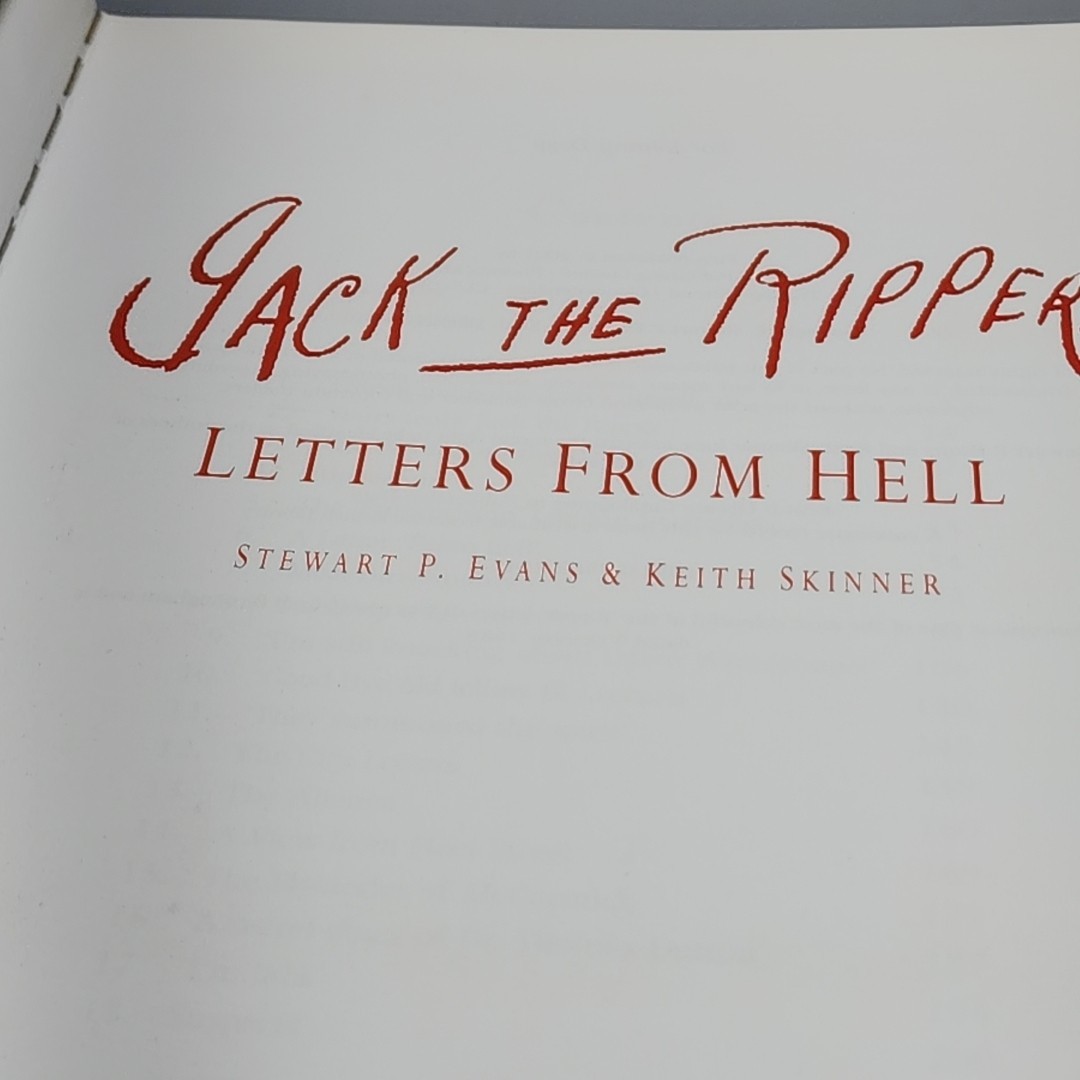 Jack the Ripper: Letters from Hell Stewart Evans & Keith Skinner Hardcover & DJ