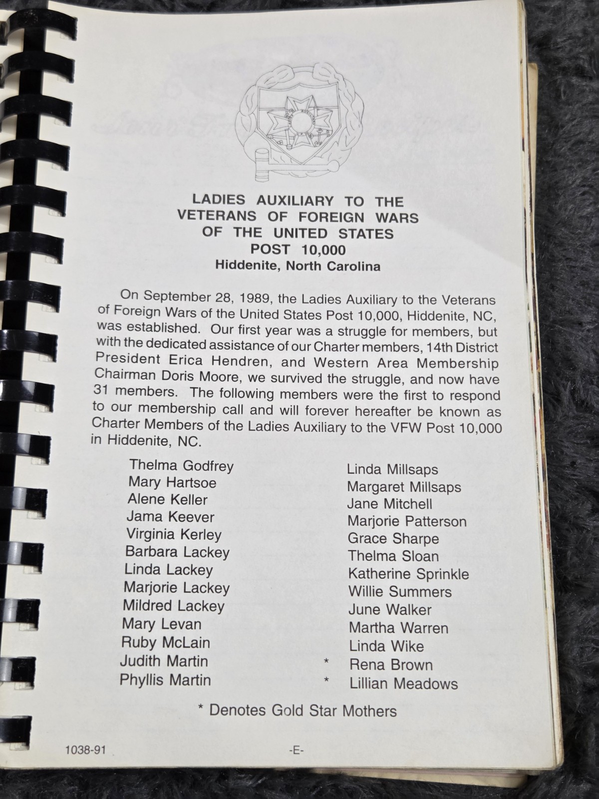 Ladies Auxiliary To V.F.W. Hiddenite, North Carolina Cookbook 1991 Post 10000