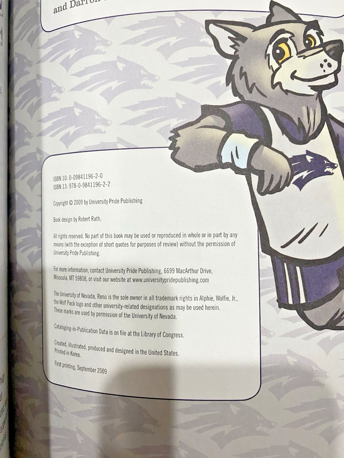 2009 The Wild Wolf Pack Mystery HC Book UNR Reno Nevada College Basketball