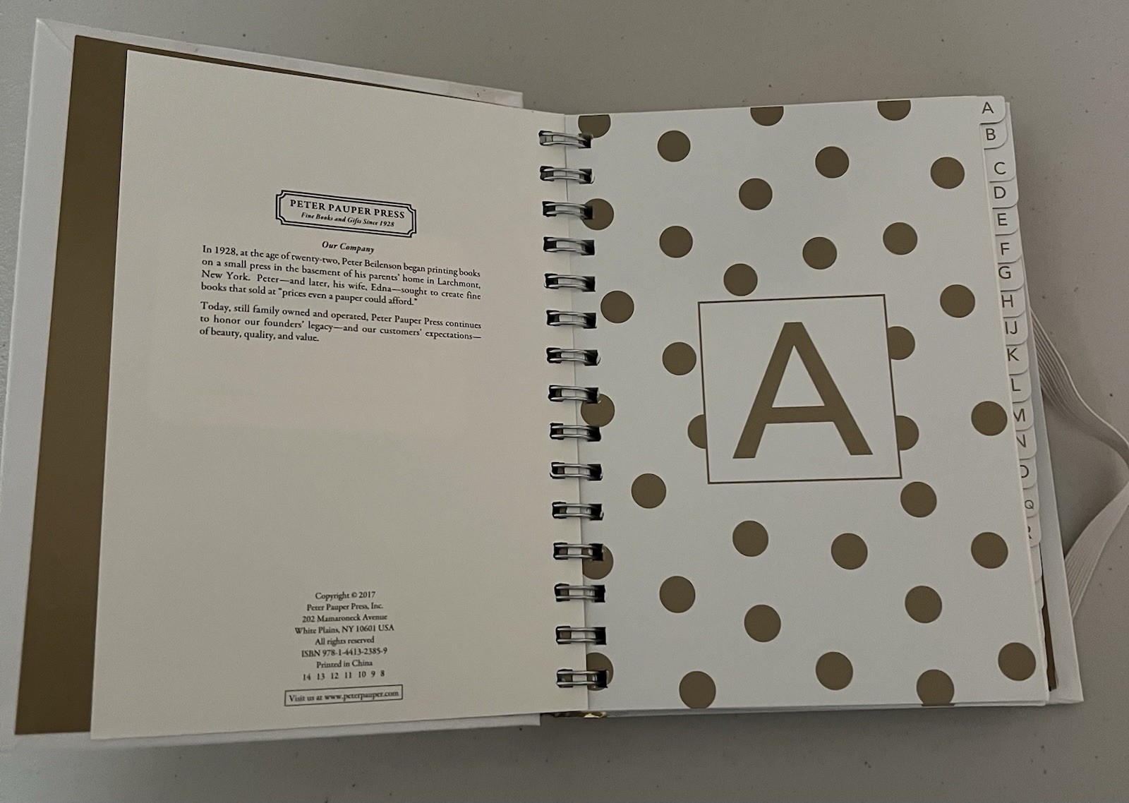 GOLD DOTS LARGE ADDRESS BOOK By Peter Pauper Press – Hardcover Brand New