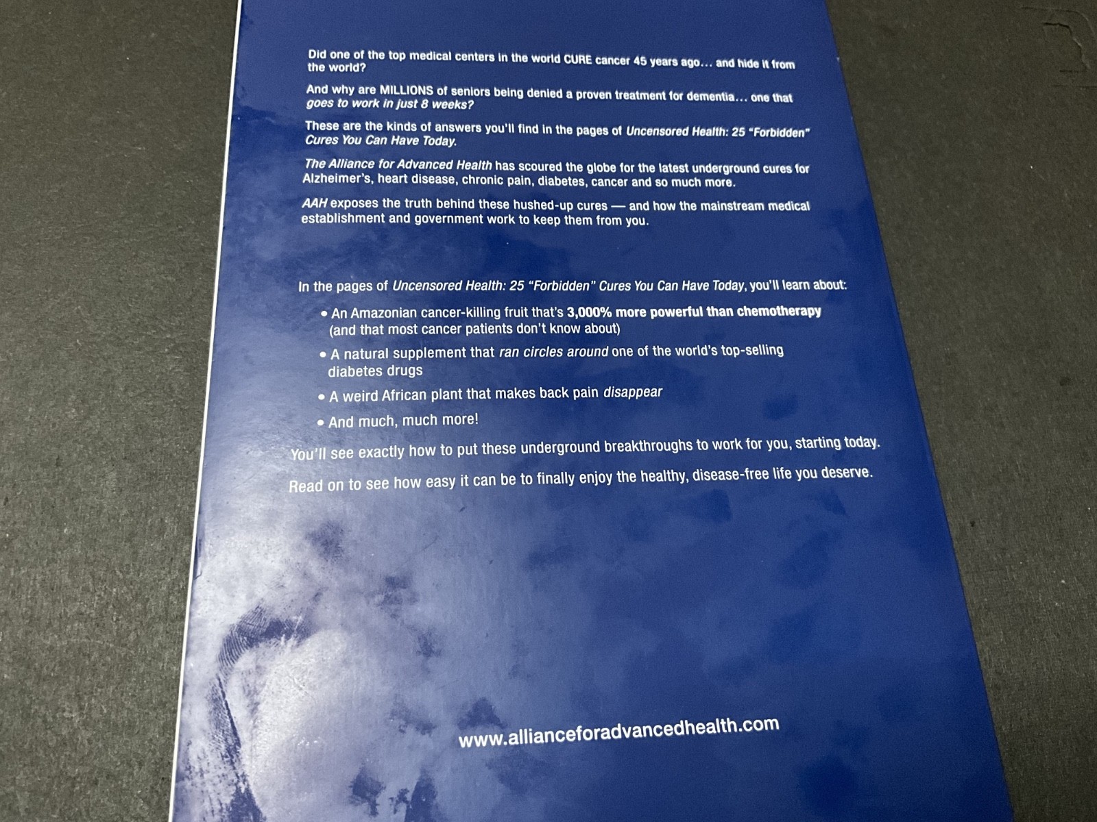 UNCENSORED HEALTH Book called-25 Forbidden Cures You Can Have Today- Book, #392