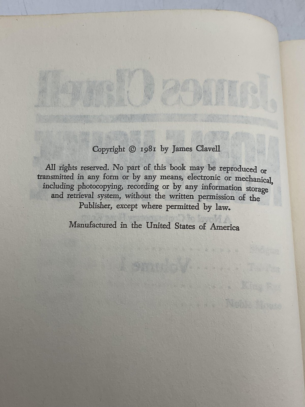 Noble House James Clavell 1981 Hardcover Delacorte Press Book Club Vols 1 & 2