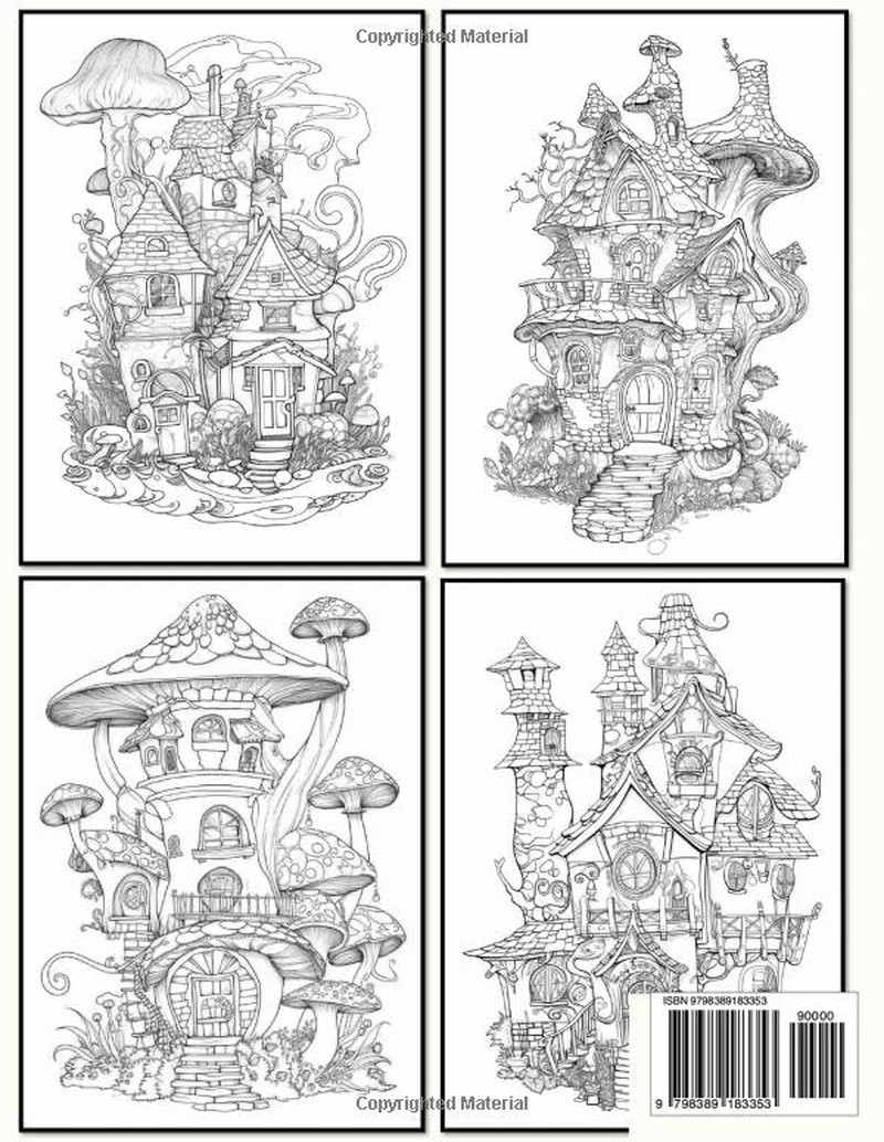 Fantasy Fairy Homes Coloring Book: Adult Coloring Book Gift for Men and Women Fu