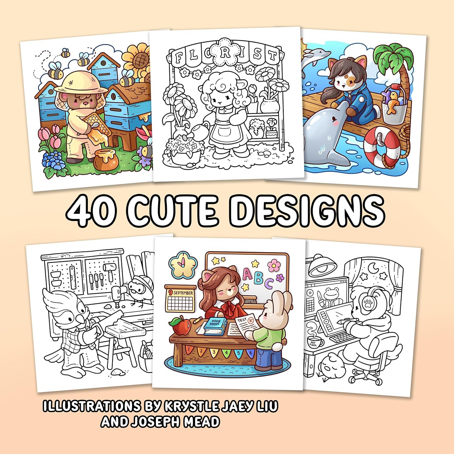 Cozy Jobs: Cute Coloring Book for and Teens with Charming Characters and Easy-t