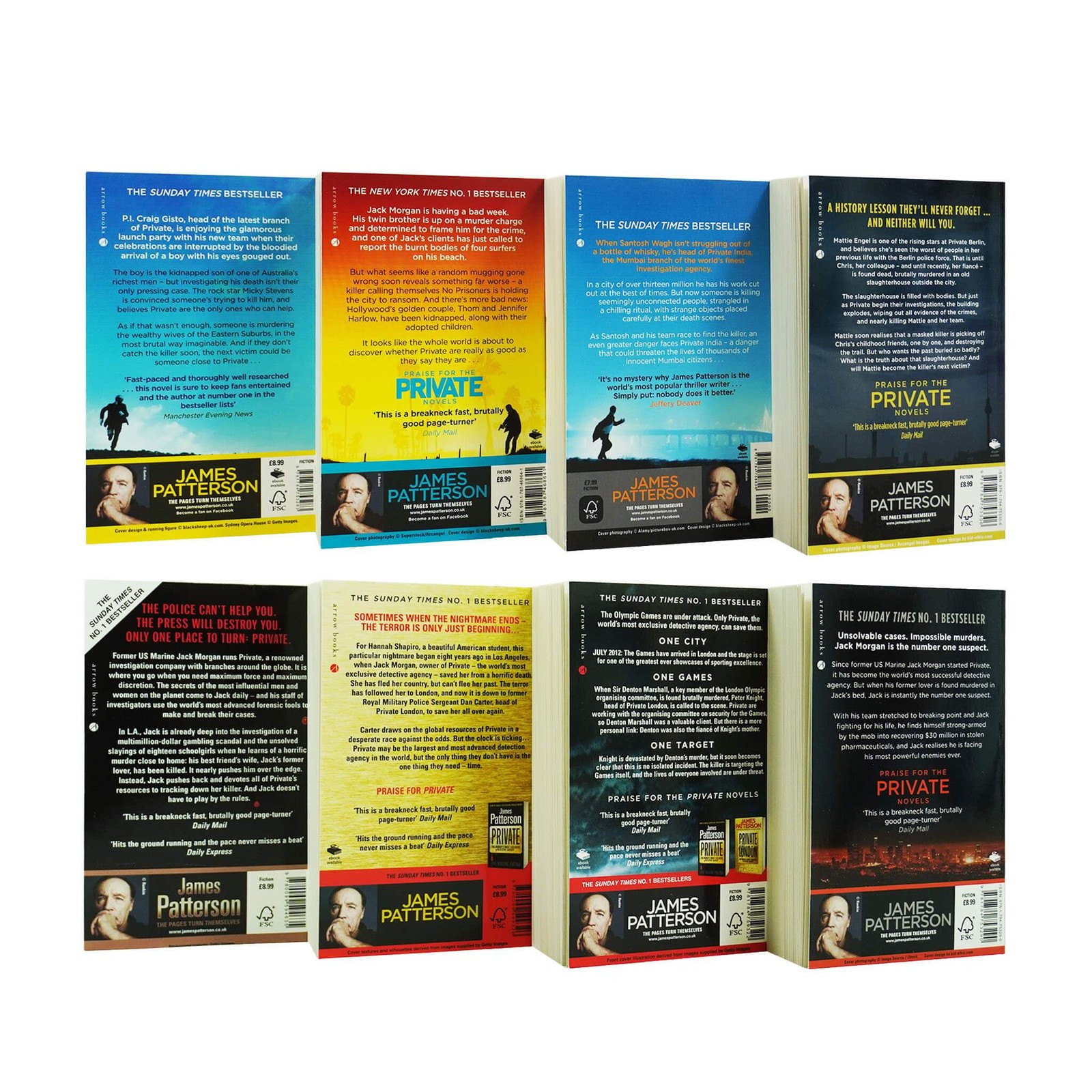 Private Series (Books 1-8) by James Patterson 8 Books Collection Set-Fiction-PB