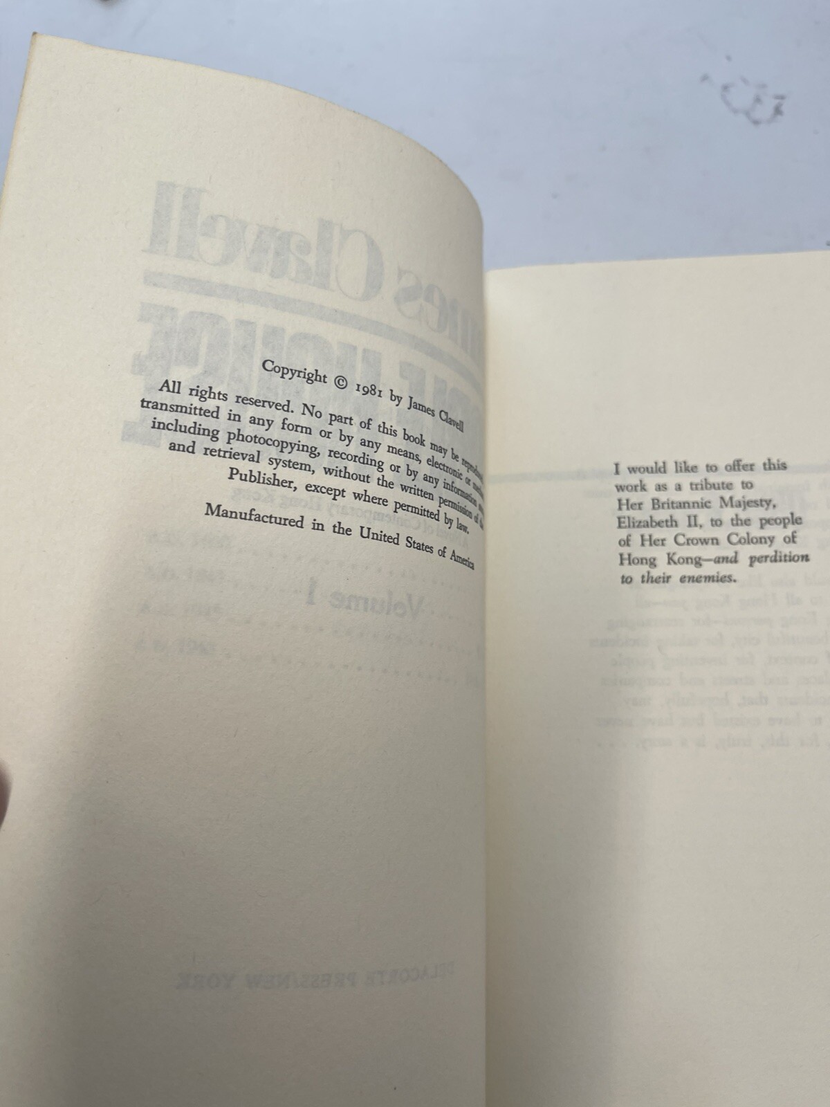 Noble House James Clavell Volumes 1 & 2 1981 hardcover HCDJ Book Club Edition