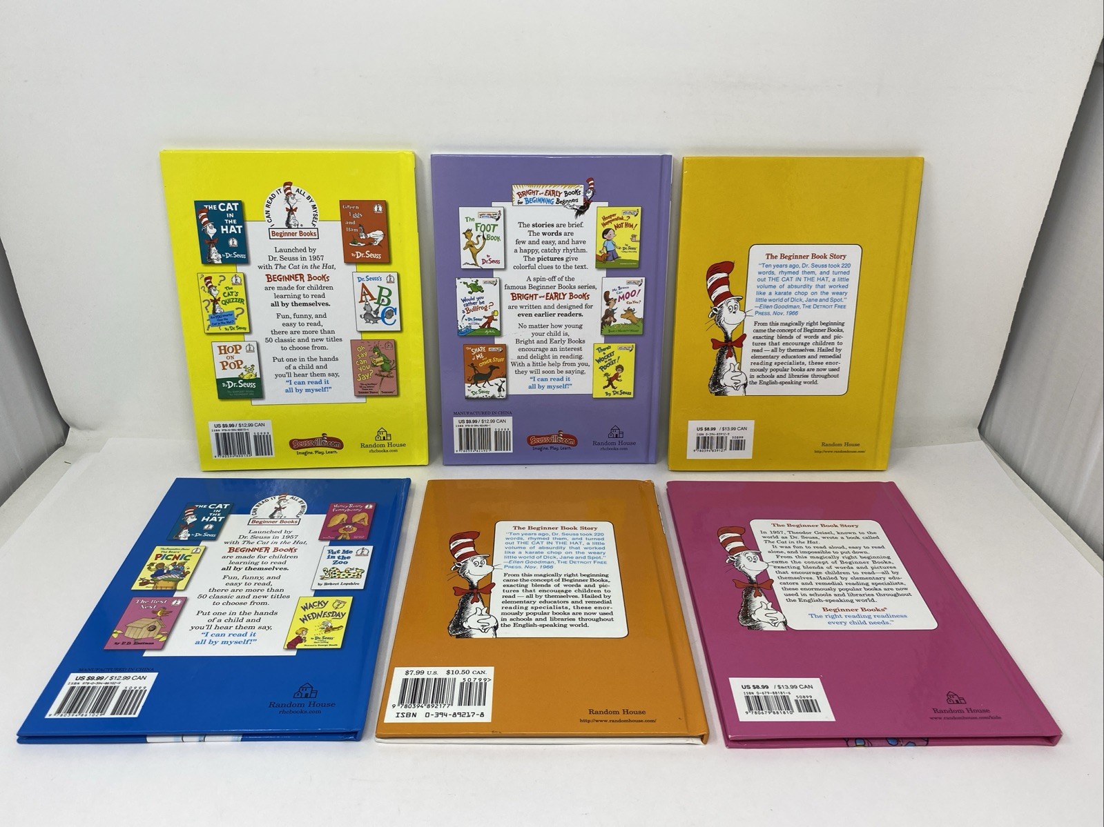 Lot of 6 Dr. Seuss Cat In The Hat Beginner Books HC 9.25 x 6.75 FREE SHIPPING!