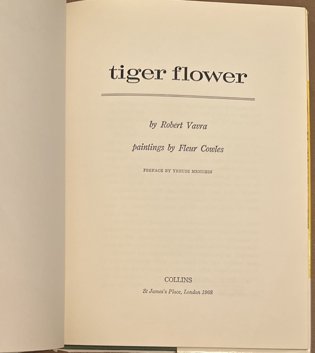 Tiger Flower by Robert Vavra Illustrated by Fleur Cowles 1968 HC/DJ First UK ED