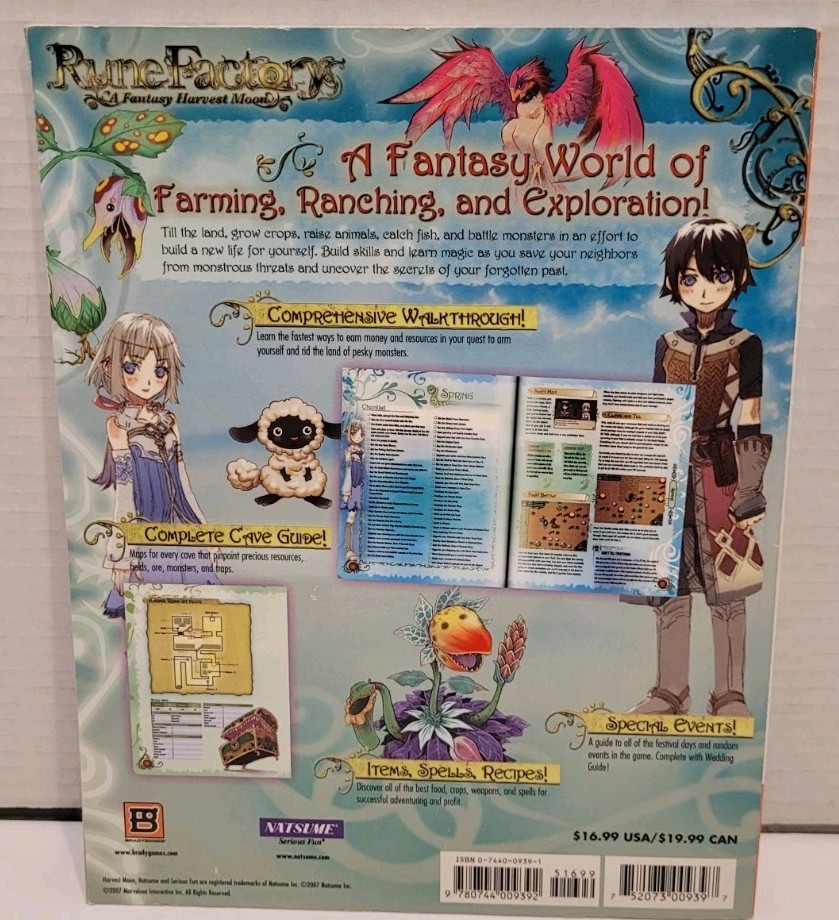 Rune Factory: A Fantasy Harvest Moon Nintendo DS Brady Games Strategy Guide Book