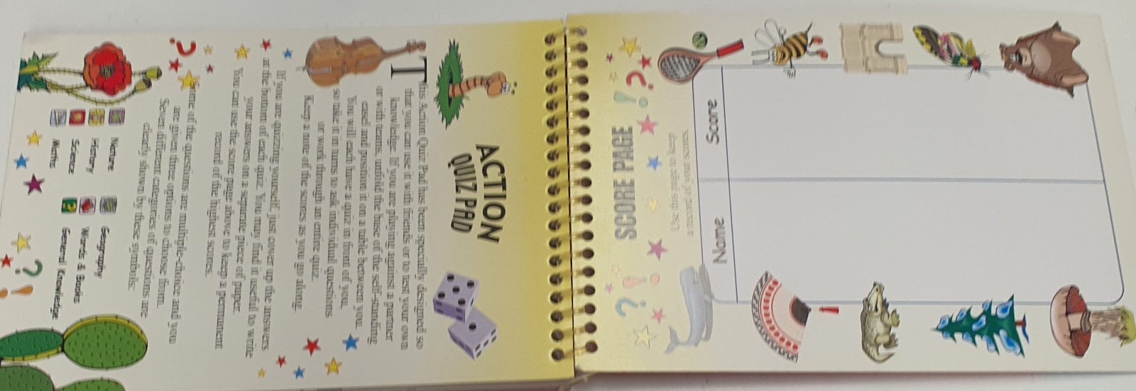 Action Quiz Pad 8-10 Years Spiral Bound 400 Questions 7 Categories Illustrated