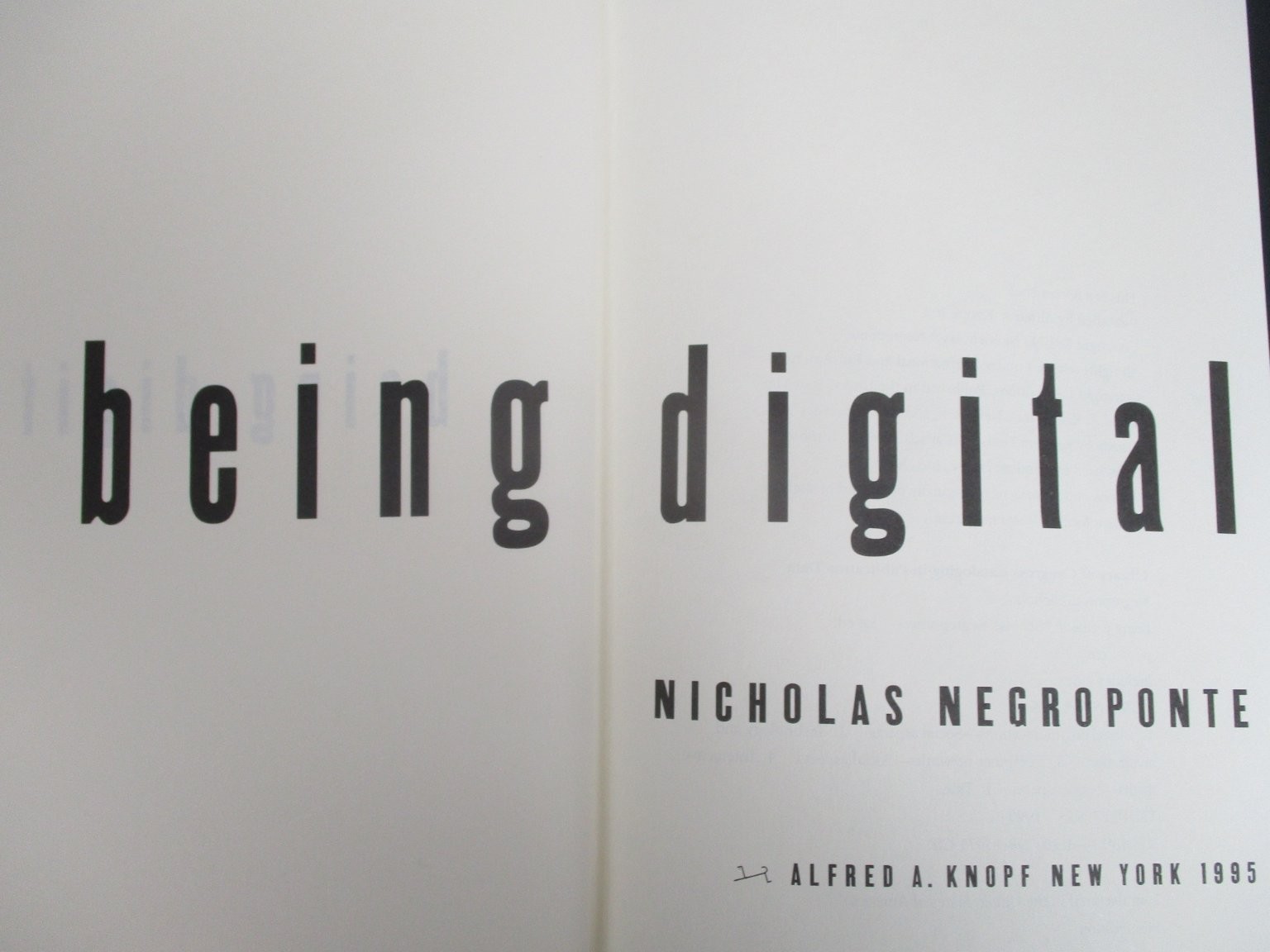 Being Digital Nicholas Negroponte 1995 First Edition Technology Media Knopf