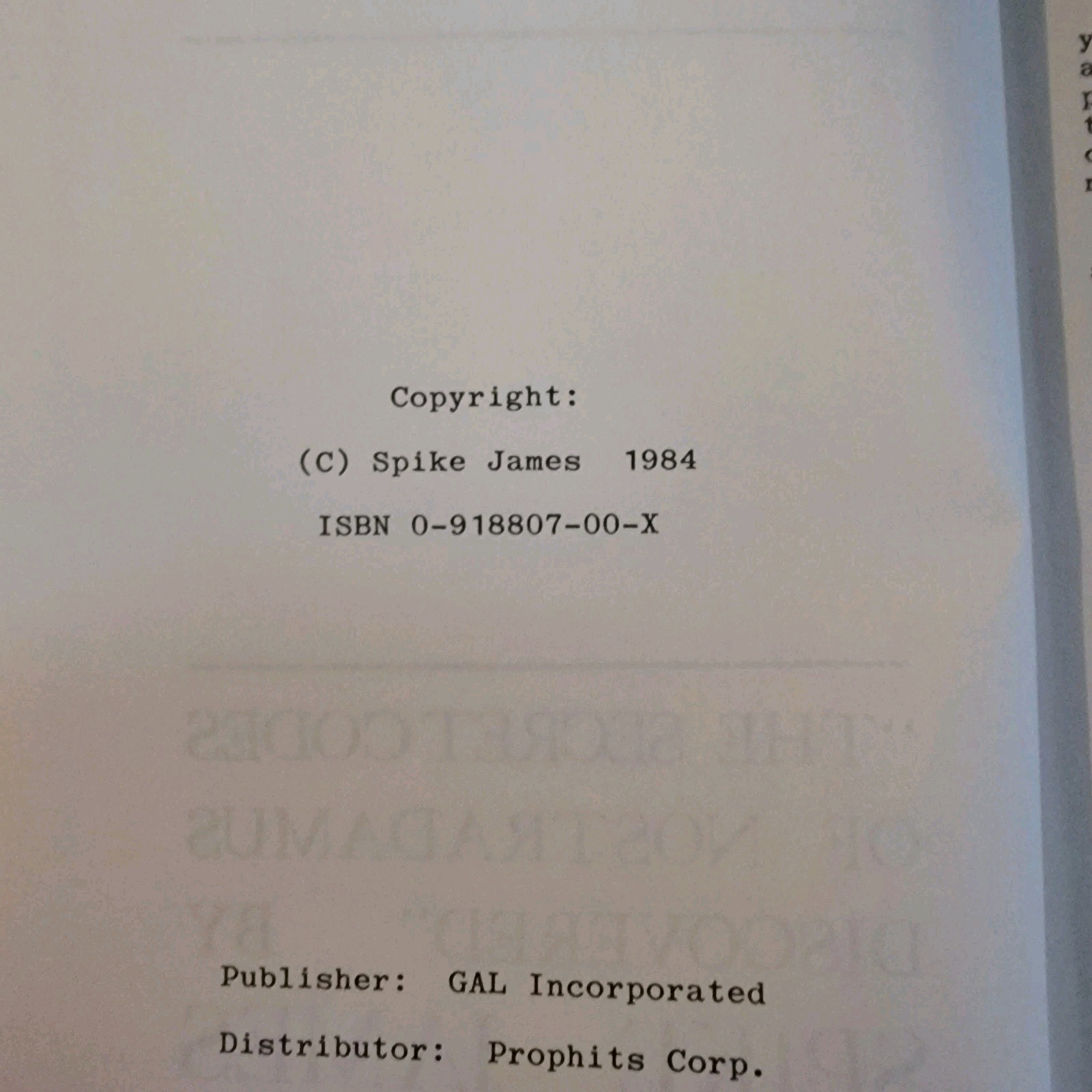After 1984 Nostradamus – The Secret Codes Discovered By Spike James 1st Edition