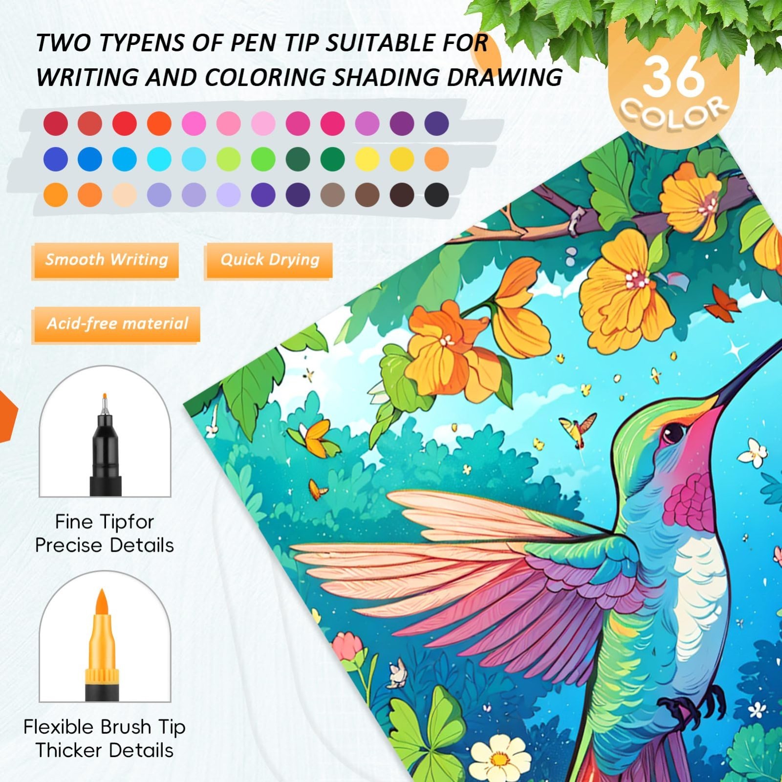 3Pcs Adult Coloring Book Set for Relaxation – 36 Dual Tip Markers, Mindfulness G