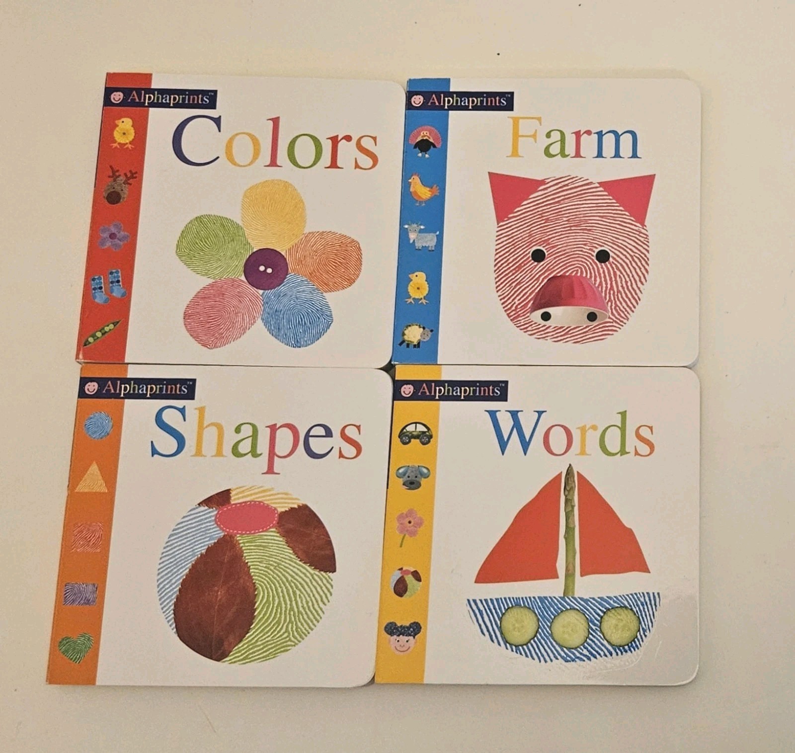 Priddy Books Alphaprints Child Library 8 Board Book Box Set Words Colors Shapes