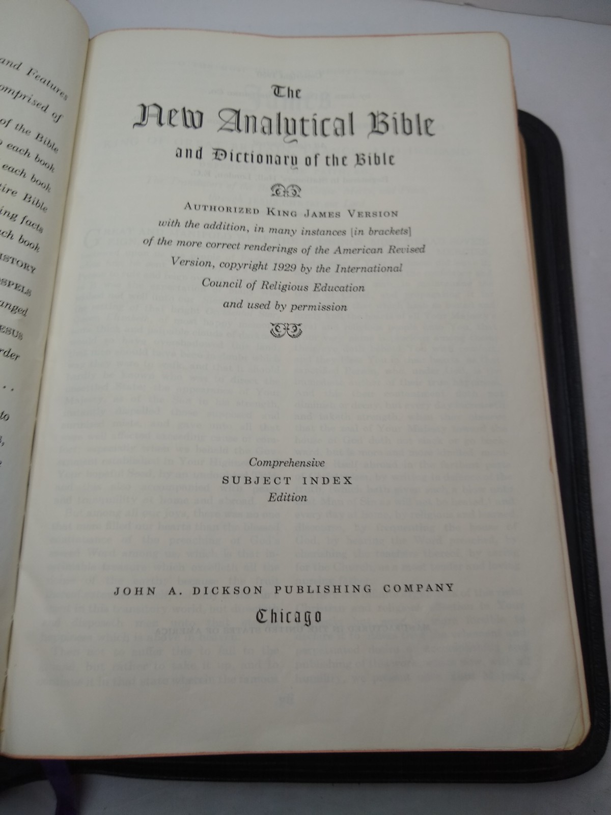 Holy Bible New Analytical Indexed Edition Dictionary Concordance Dickson 1950