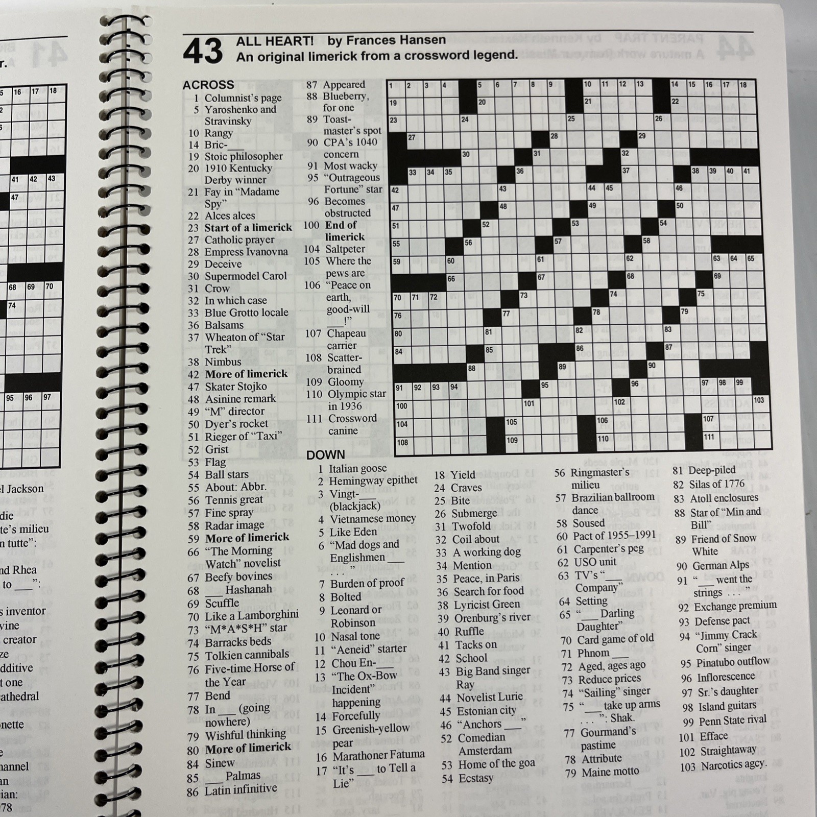 Simon & Schuster Crossword Puzzle Book By John M. Samson Spiral Bound 1997