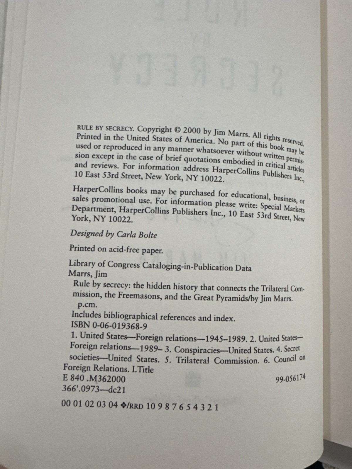 Rule by Secrecy by Jim Marrs (SIGNED, HC, 1st Edition, 1st Printing, 2000)
