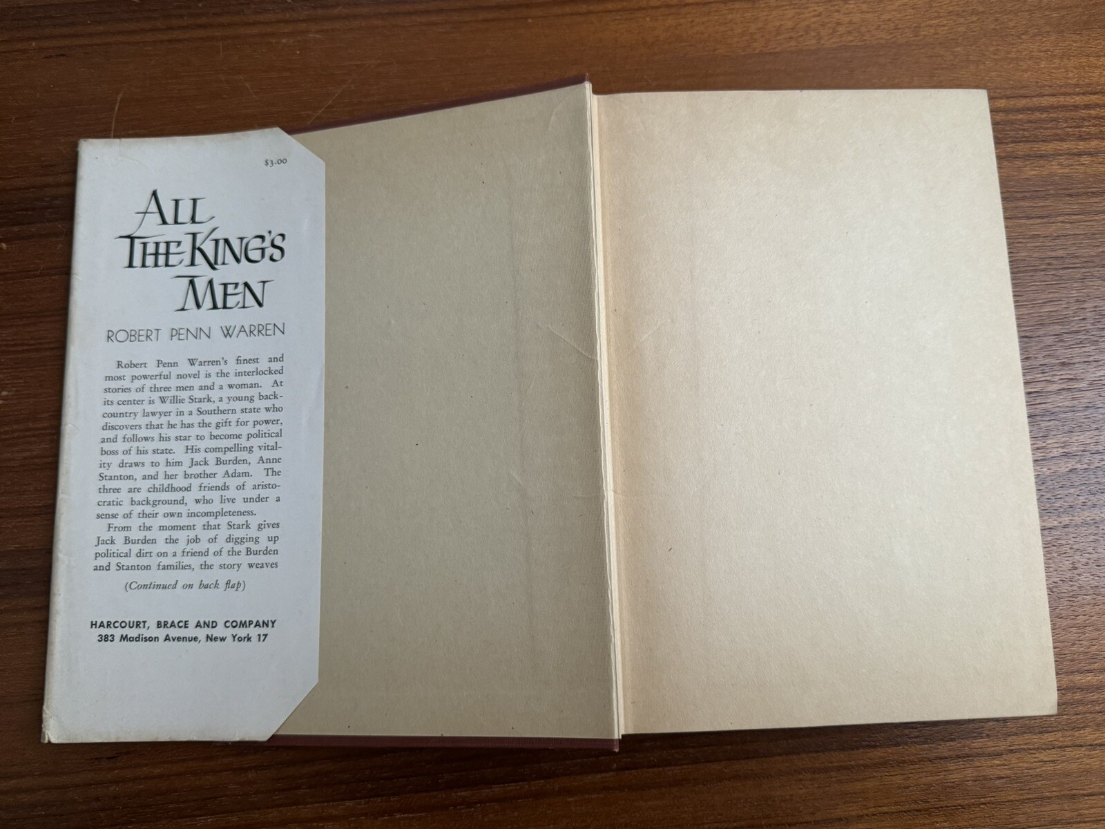 All the Kings Men by Robert Penn Warren 1946 Harcourt Brace and Company HC DJ