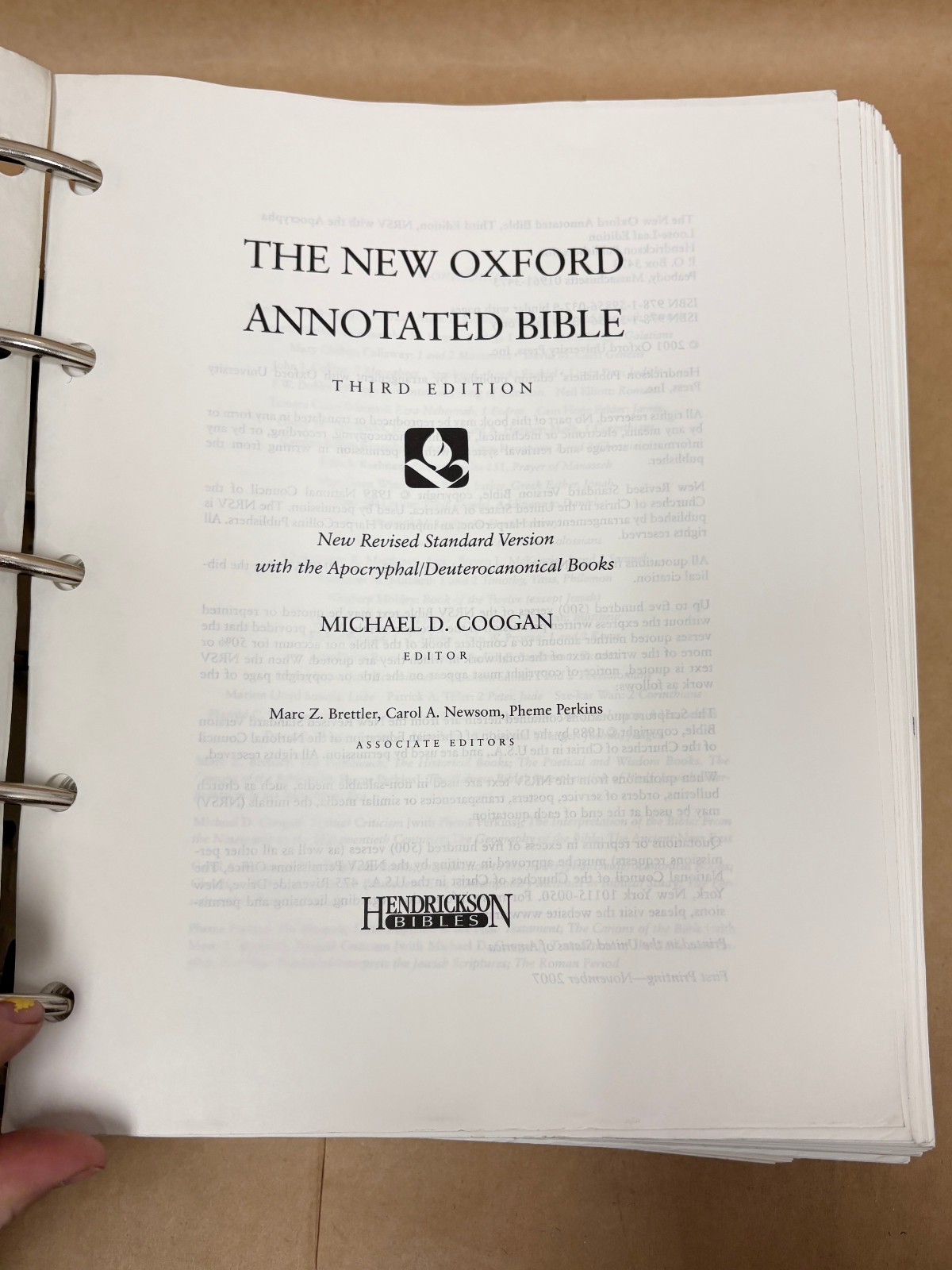 The New Oxford Annotated Bible Hendrickson Bibles NRSV 3rd Edition Apocrypha