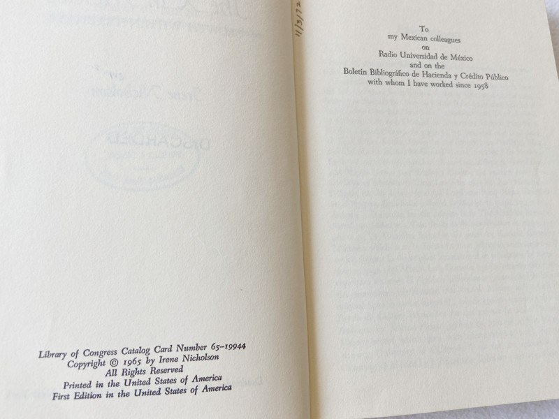 (First American Edition) 1966 HC The X in Mexico: Growth Within Tradition by I..